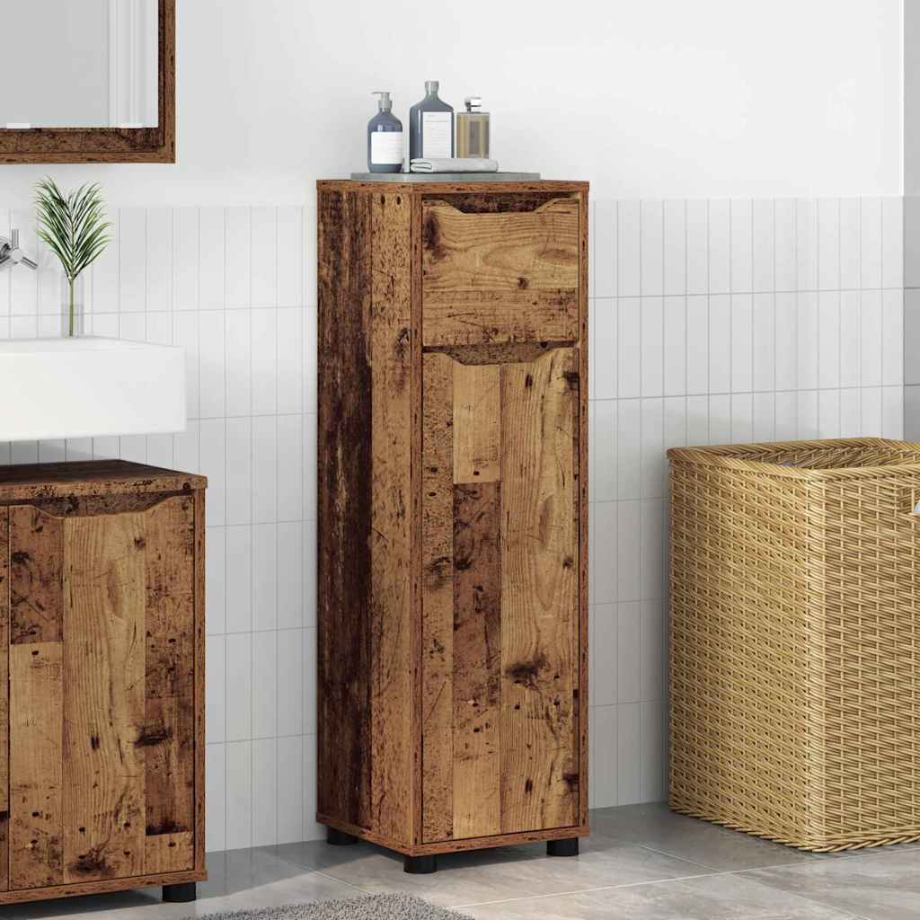 Badkamer Kast met lade Oud Hout 30,5 x 30 x 101 cm Bewerkt hout is nu te koop bij PeponiXL, paradijselijk wonen!