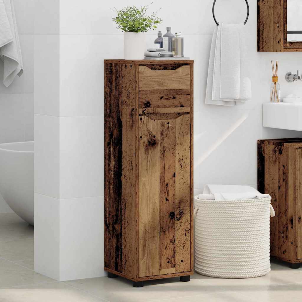 Badkamer Kast met lade Oud Hout 30,5 x 30 x 101 cm Bewerkt hout is nu te koop bij PeponiXL, paradijselijk wonen!