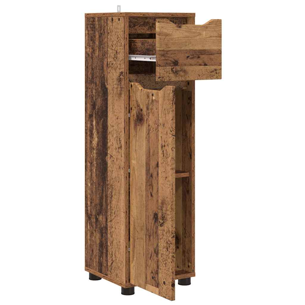 Badkamer Kast met lade Oud Hout 30,5 x 30 x 101 cm Bewerkt hout is nu te koop bij PeponiXL, paradijselijk wonen!