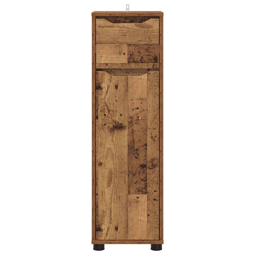 Badkamer Kast met lade Oud Hout 30,5 x 30 x 101 cm Bewerkt hout is nu te koop bij PeponiXL, paradijselijk wonen!