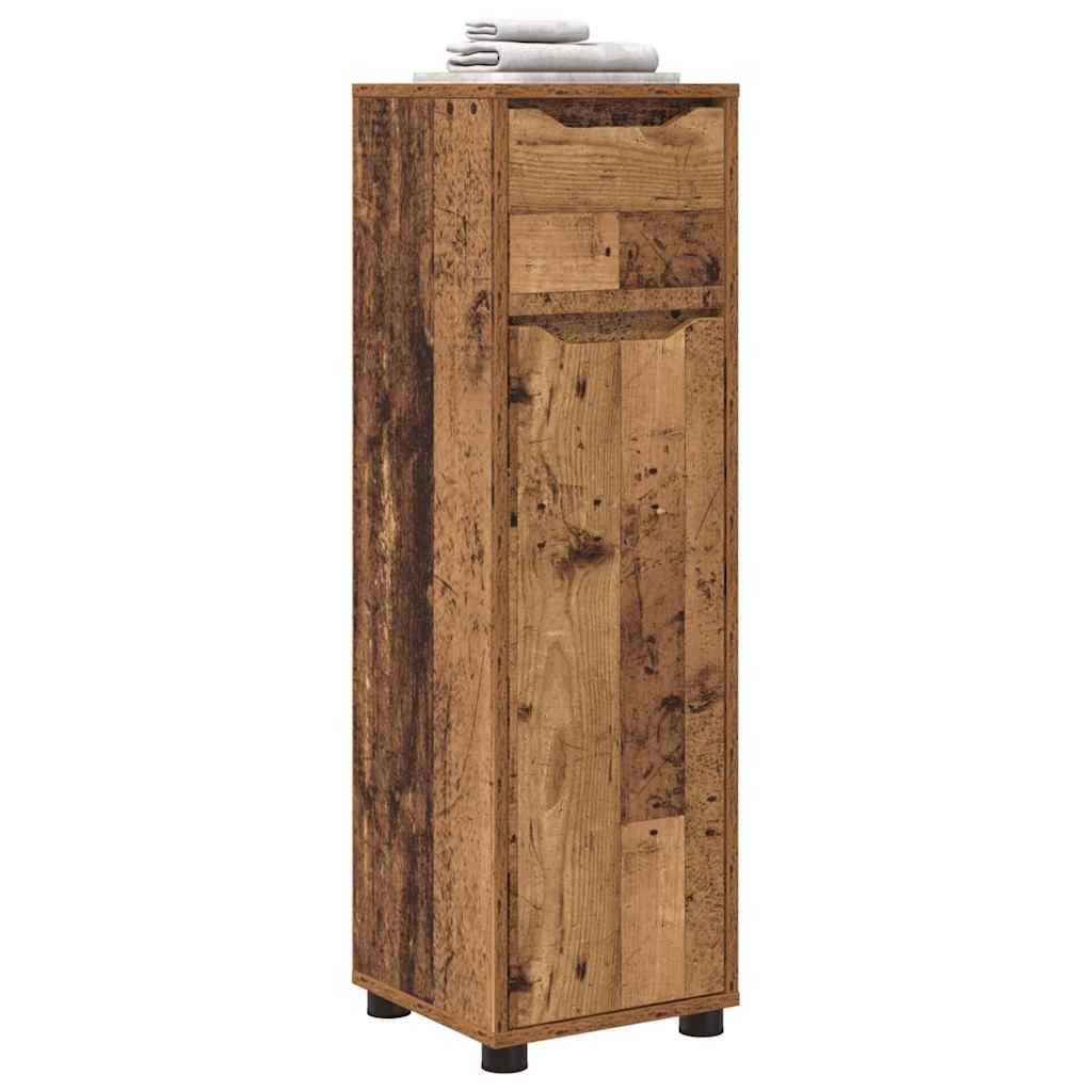 Badkamer Kast met lade Oud Hout 30,5 x 30 x 101 cm Bewerkt hout is nu te koop bij PeponiXL, paradijselijk wonen!