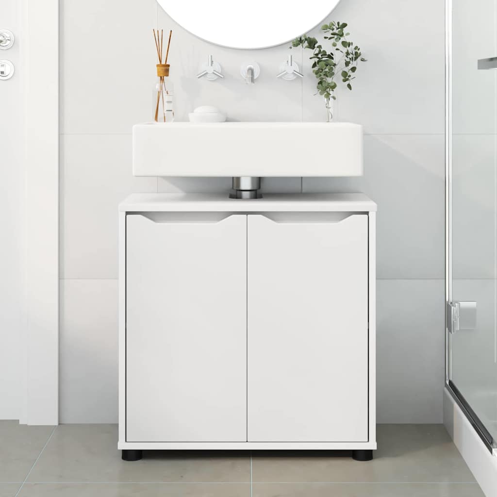Badkamer wastafelkast Wit 60 x 30 x 60 cm Bewerkt hout is nu te koop bij PeponiXL, paradijselijk wonen!