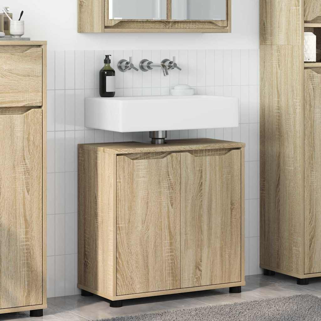 Badkamer wastafelkast Sonoma Eiken 60 x 30 x 60 cm Bewerkt hout is nu te koop bij PeponiXL, paradijselijk wonen!