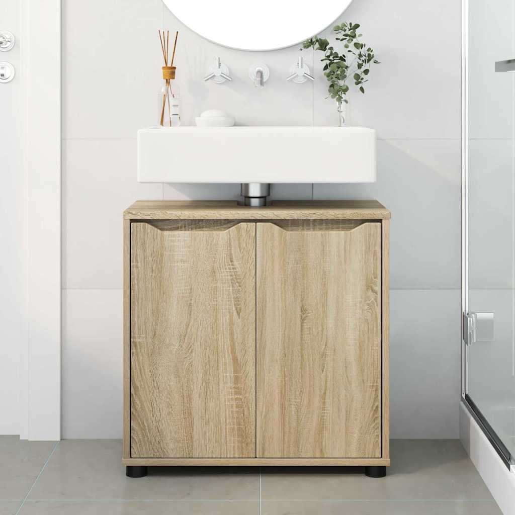 Badkamer wastafelkast Sonoma Eiken 60 x 30 x 60 cm Bewerkt hout is nu te koop bij PeponiXL, paradijselijk wonen!