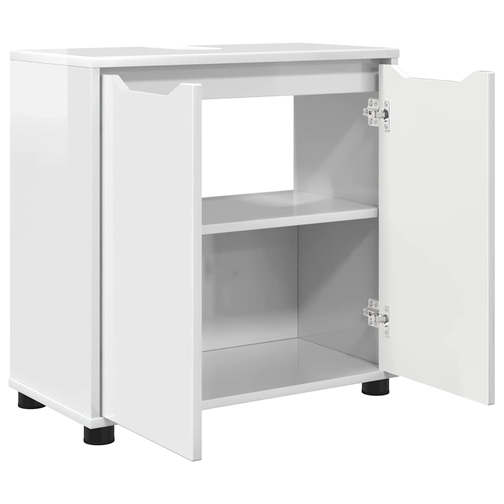 Badkamer wastafelkast met plank Hoogglans wit 60 x 30 x 60 cm is nu te koop bij PeponiXL, paradijselijk wonen!