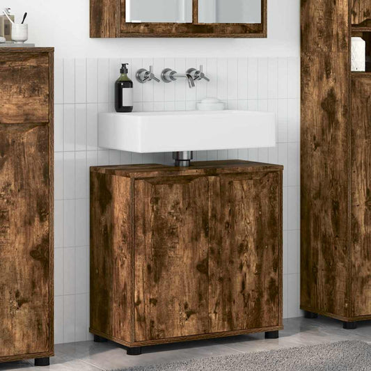 Badkamer wastafelkast met plank Gerookt eiken 60 x 30 x 60 cm is nu te koop bij PeponiXL, paradijselijk wonen!
