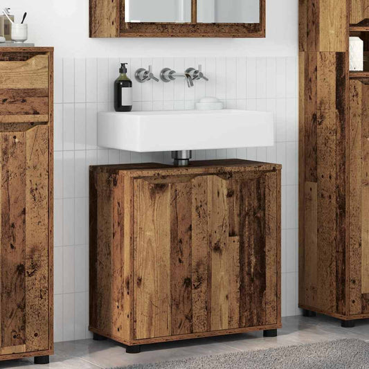 Badkamer wastafelkast Oud Hout 60 x 30 x 60 cm Bewerkt hout is nu te koop bij PeponiXL, paradijselijk wonen!