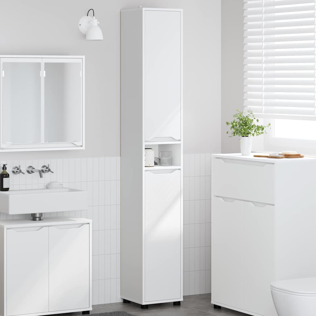 Badkamer Kast met plank Wit 30,5 x 30 x 195 cm Bewerkt hout is nu te koop bij PeponiXL, paradijselijk wonen!