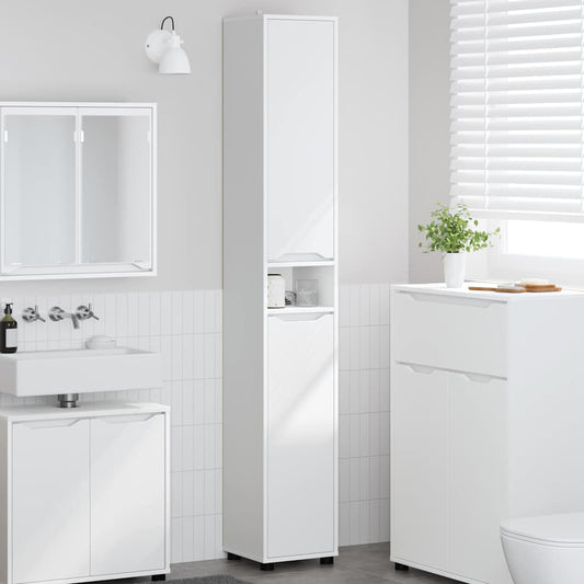 Badkamer Kast met plank Wit 30,5 x 30 x 195 cm Bewerkt hout is nu te koop bij PeponiXL, paradijselijk wonen!