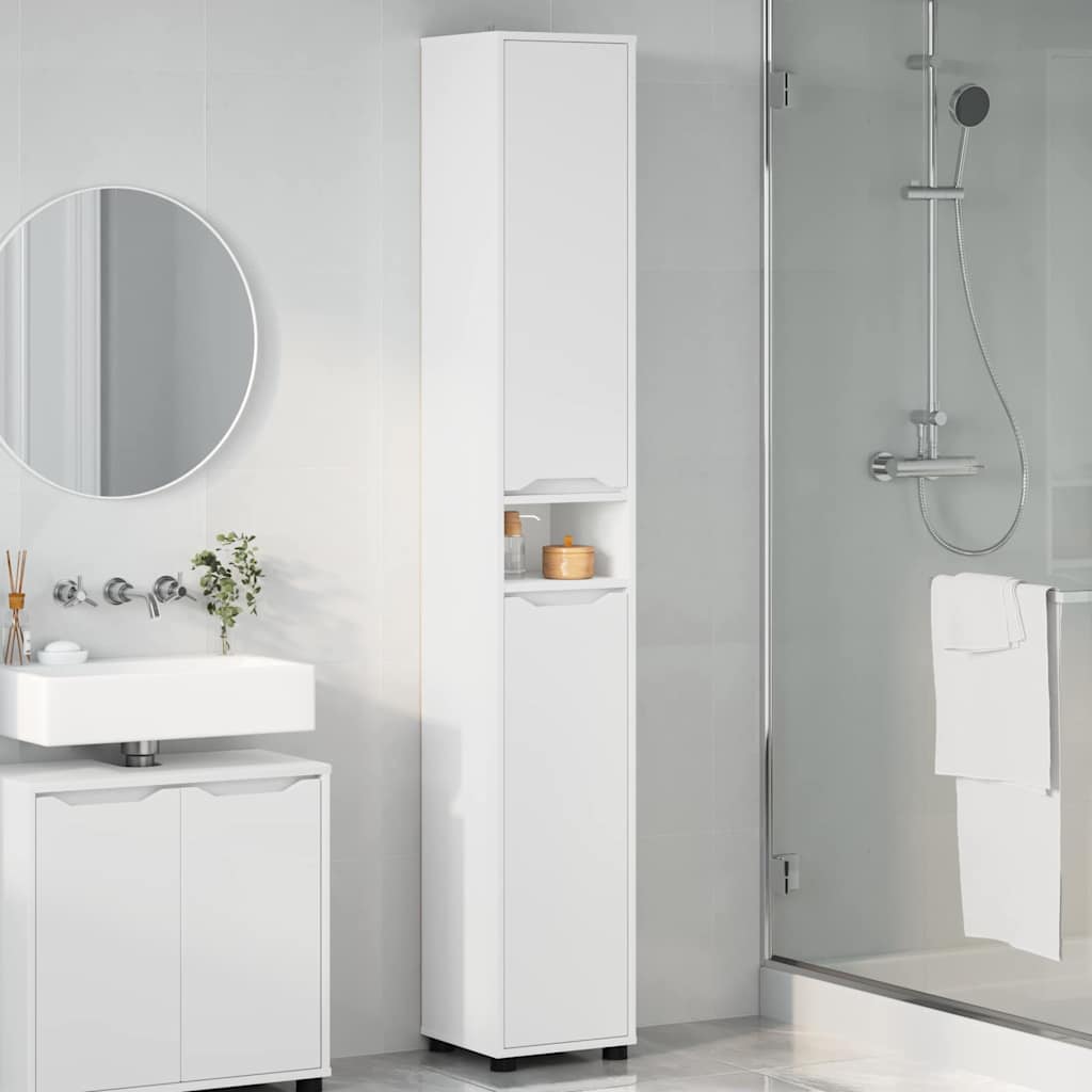 Badkamer Kast met plank Wit 30,5 x 30 x 195 cm Bewerkt hout is nu te koop bij PeponiXL, paradijselijk wonen!
