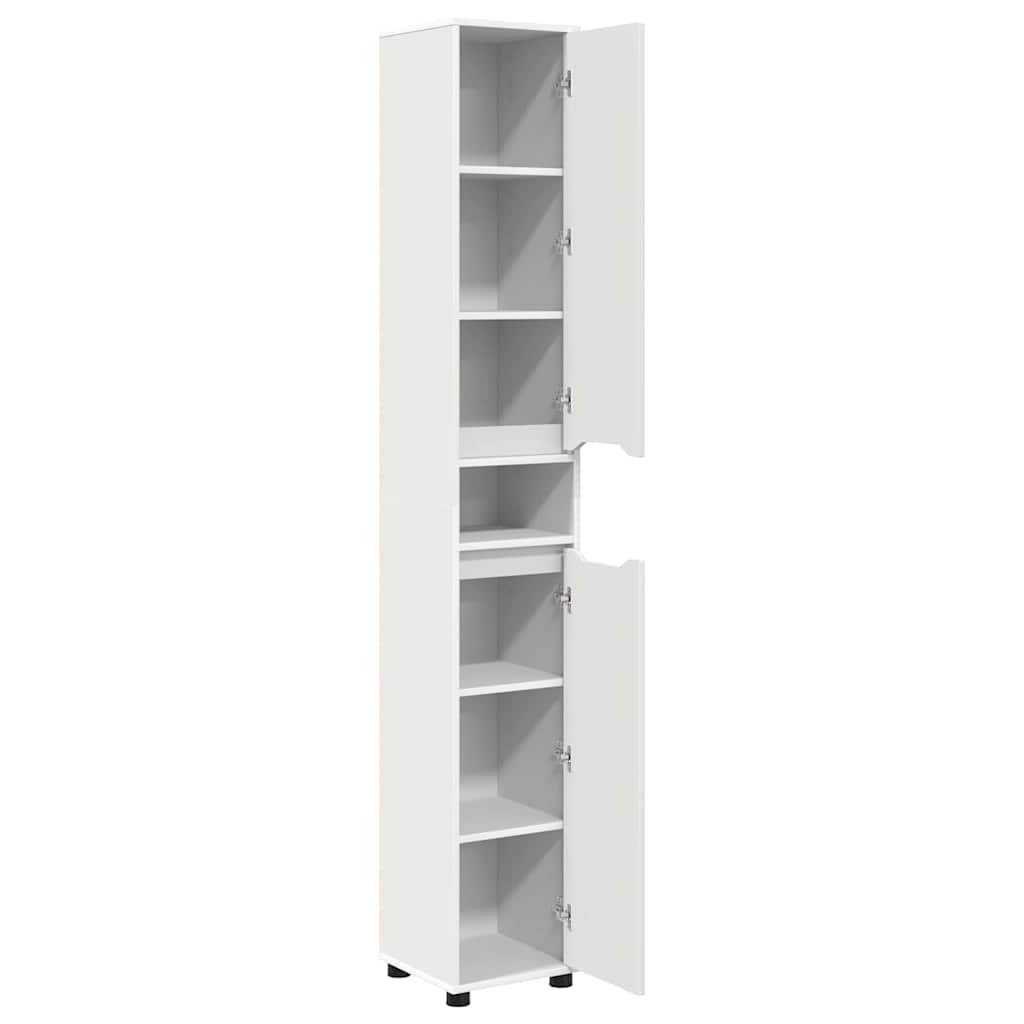 Badkamer Kast met plank Wit 30,5 x 30 x 195 cm Bewerkt hout is nu te koop bij PeponiXL, paradijselijk wonen!