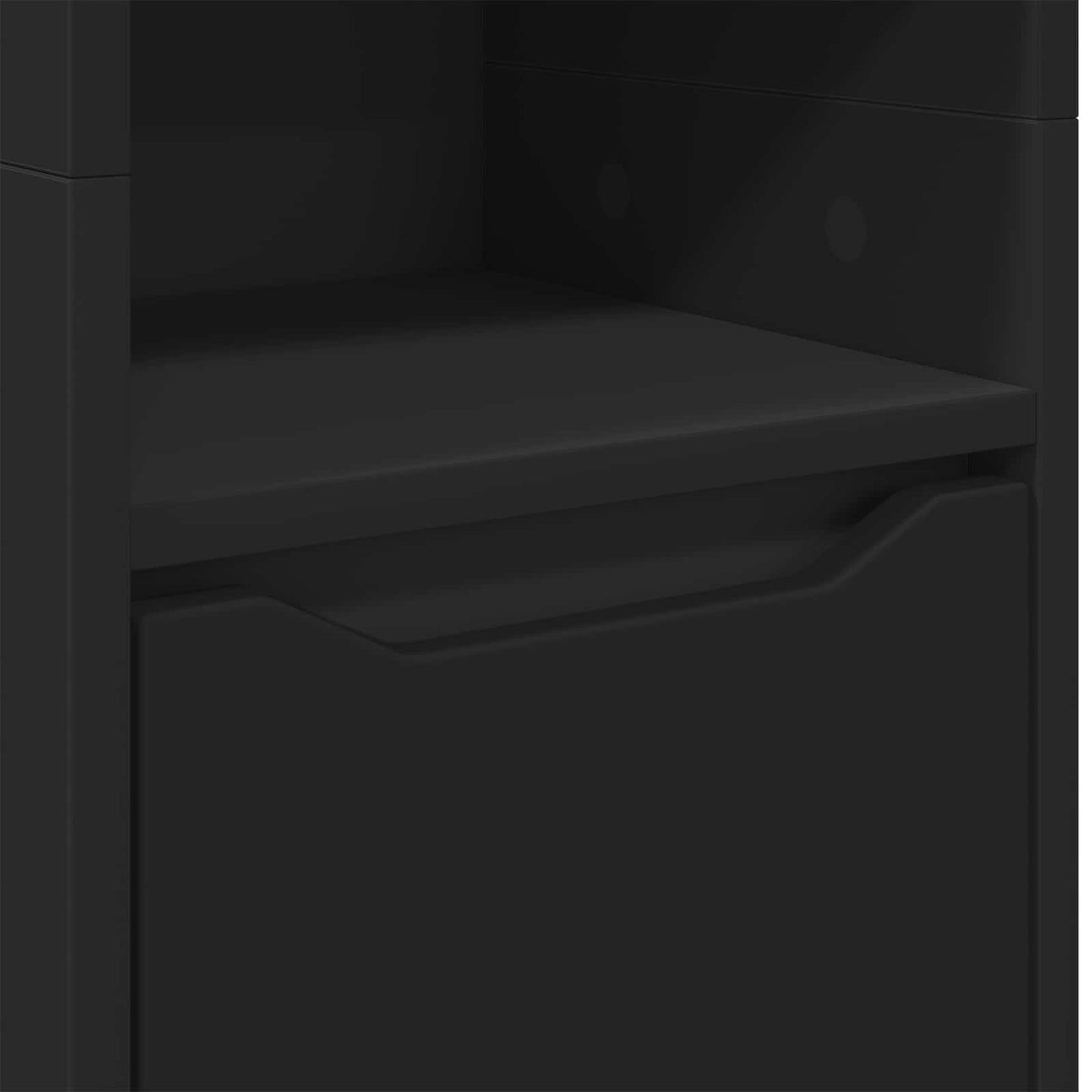 Badkamer Kast met plank Zwart 30,5 x 30 x 195 cm Bewerkt hout is nu te koop bij PeponiXL, paradijselijk wonen!