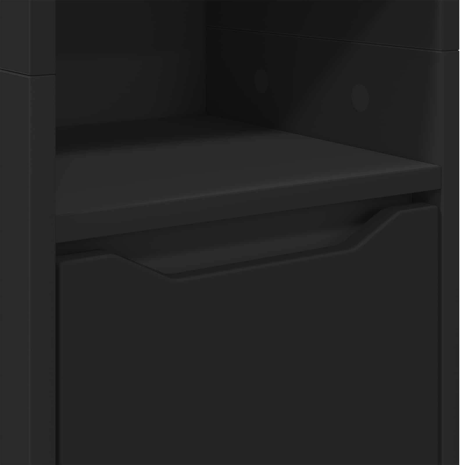 Badkamer Kast met plank Zwart 30,5 x 30 x 195 cm Bewerkt hout is nu te koop bij PeponiXL, paradijselijk wonen!