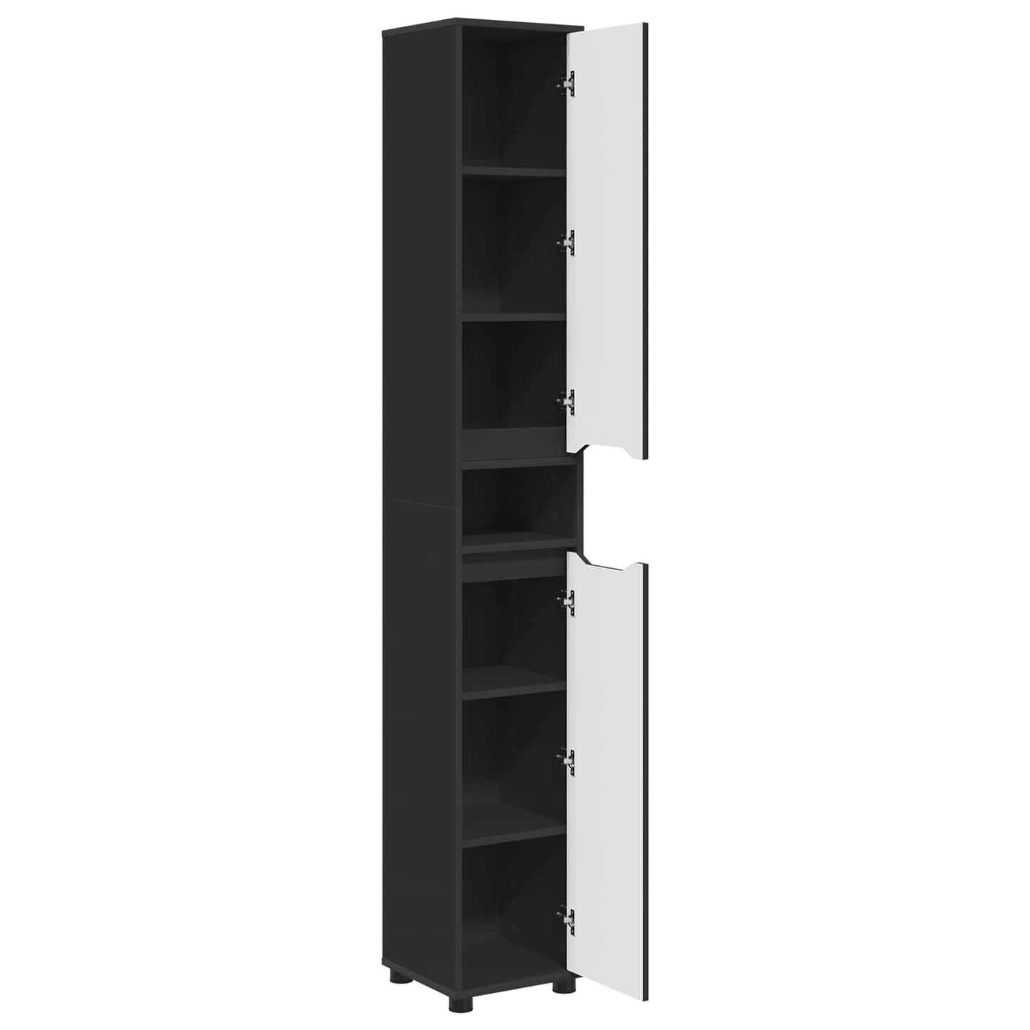 Badkamer Kast met plank Zwart 30,5 x 30 x 195 cm Bewerkt hout is nu te koop bij PeponiXL, paradijselijk wonen!