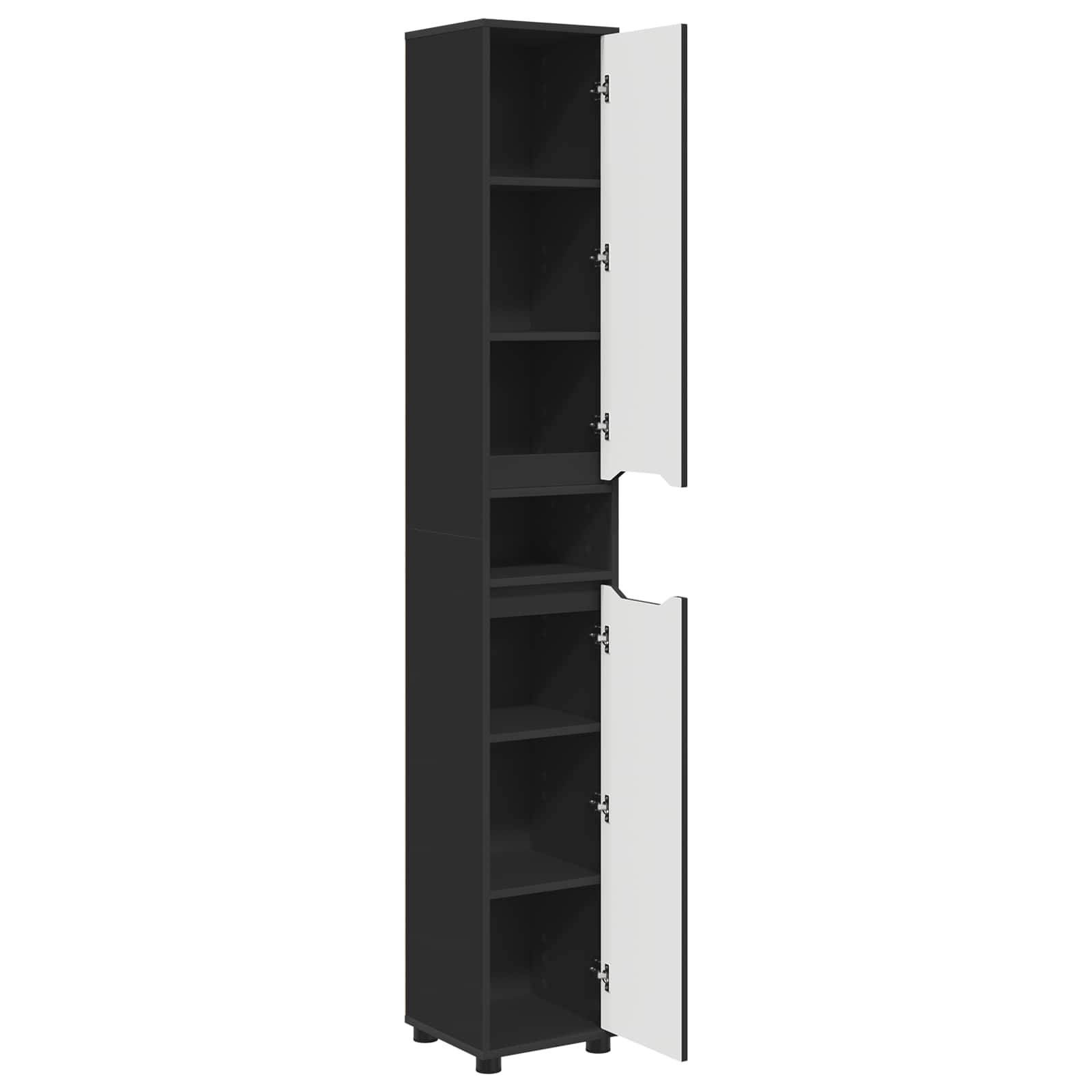 Badkamer Kast met plank Zwart 30,5 x 30 x 195 cm Bewerkt hout is nu te koop bij PeponiXL, paradijselijk wonen!