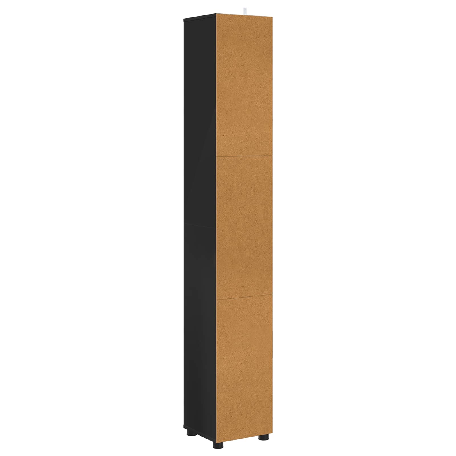 Badkamer Kast met plank Zwart 30,5 x 30 x 195 cm Bewerkt hout is nu te koop bij PeponiXL, paradijselijk wonen!