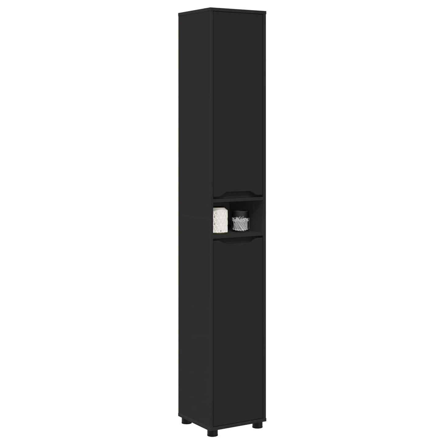 Badkamer Kast met plank Zwart 30,5 x 30 x 195 cm Bewerkt hout is nu te koop bij PeponiXL, paradijselijk wonen!