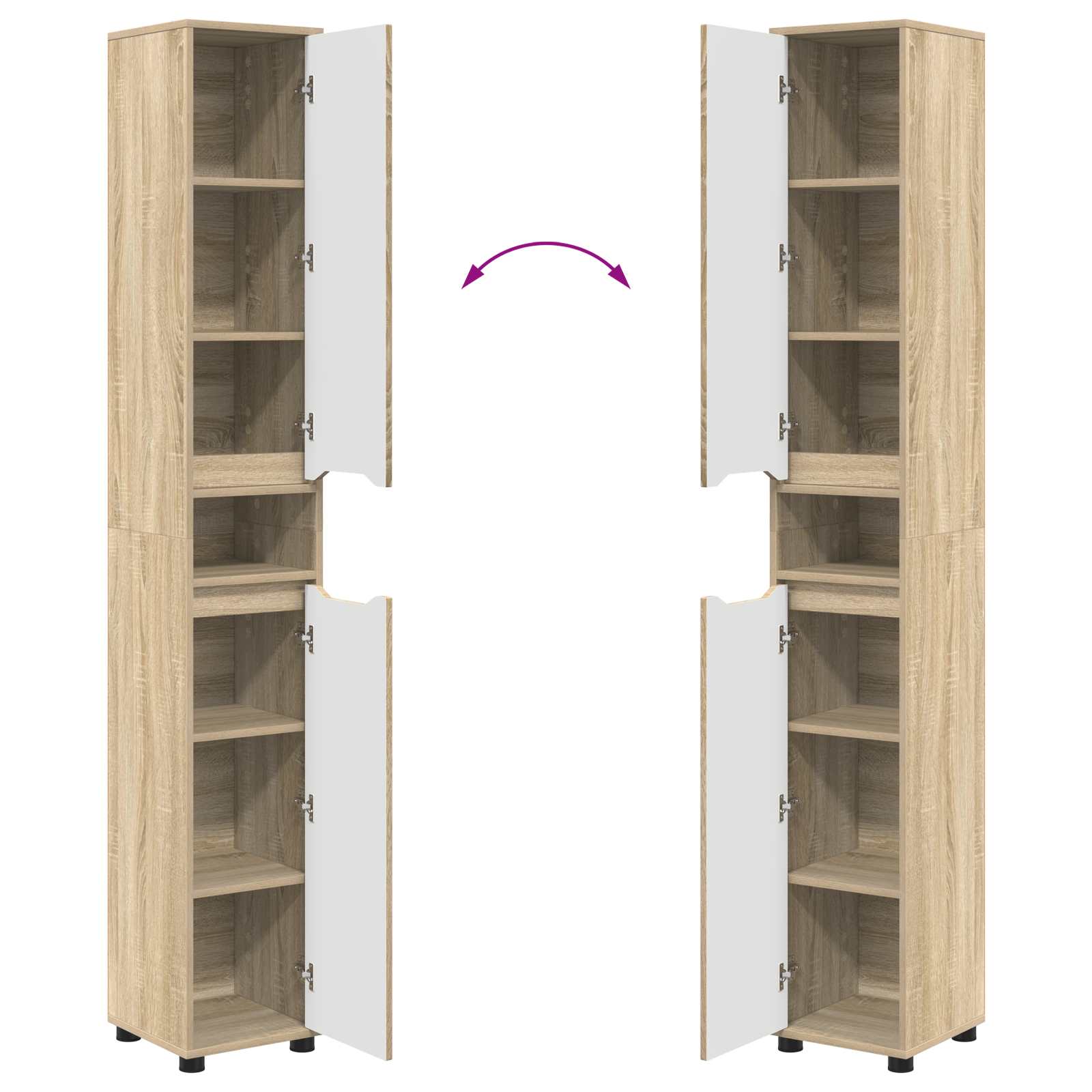Badkamer Kast Sonoma Eiken 30,5 x 30 x 195 cm Bewerkt hout is nu te koop bij PeponiXL, paradijselijk wonen!