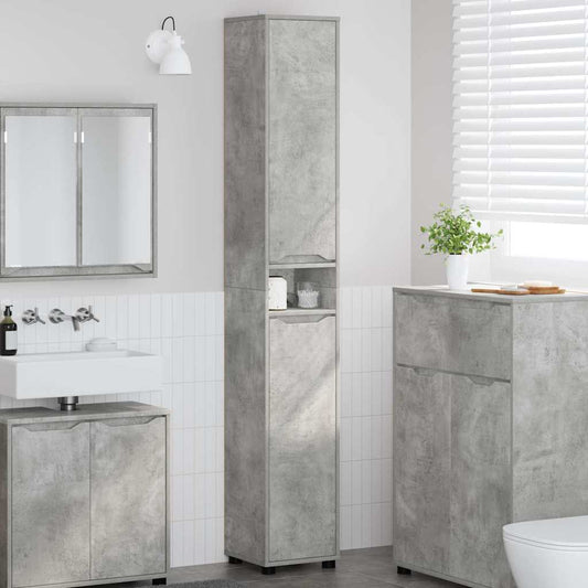 Badkamer Kast Beton Grijs 30,5 x 30 x 195 cm Bewerkt hout is nu te koop bij PeponiXL, paradijselijk wonen!