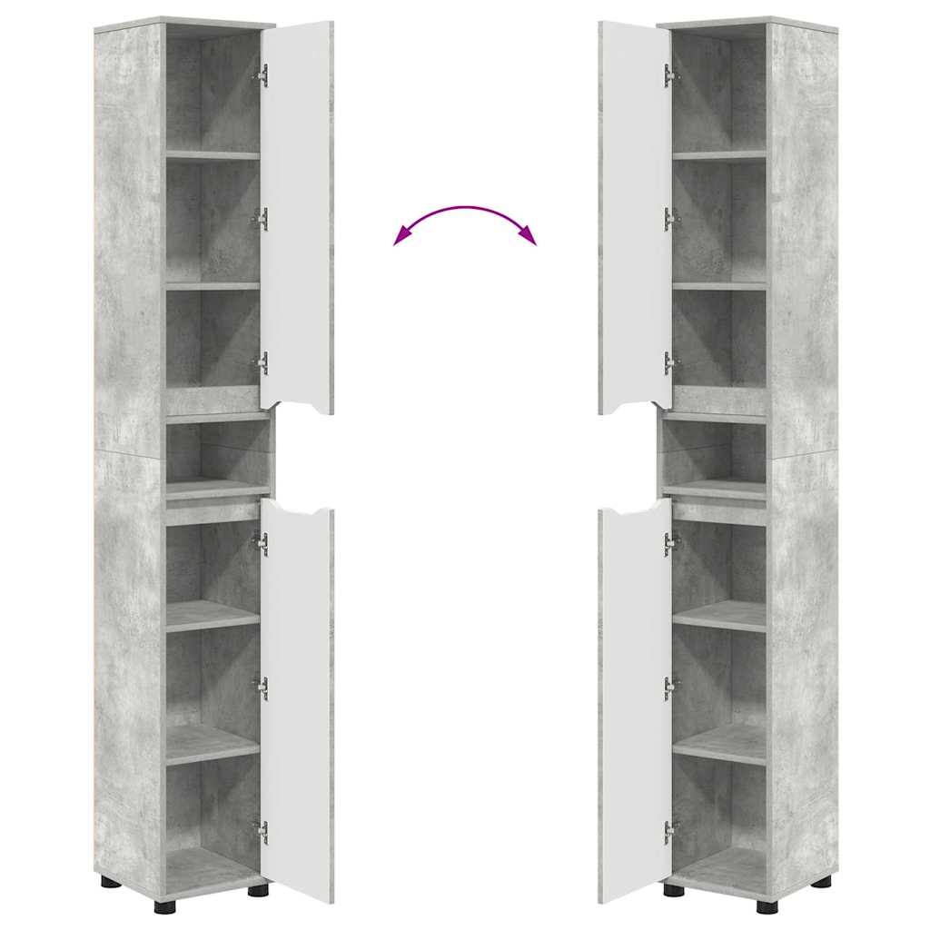 Badkamer Kast Beton Grijs 30,5 x 30 x 195 cm Bewerkt hout is nu te koop bij PeponiXL, paradijselijk wonen!