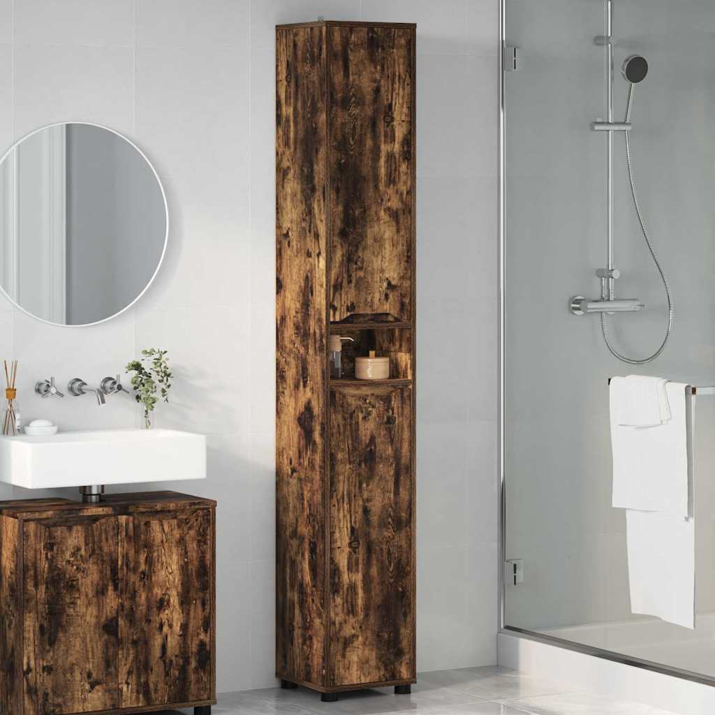 Badkamer Kast Gerookt eiken 30,5 x 30 x 195 cm Bewerkt hout is nu te koop bij PeponiXL, paradijselijk wonen!