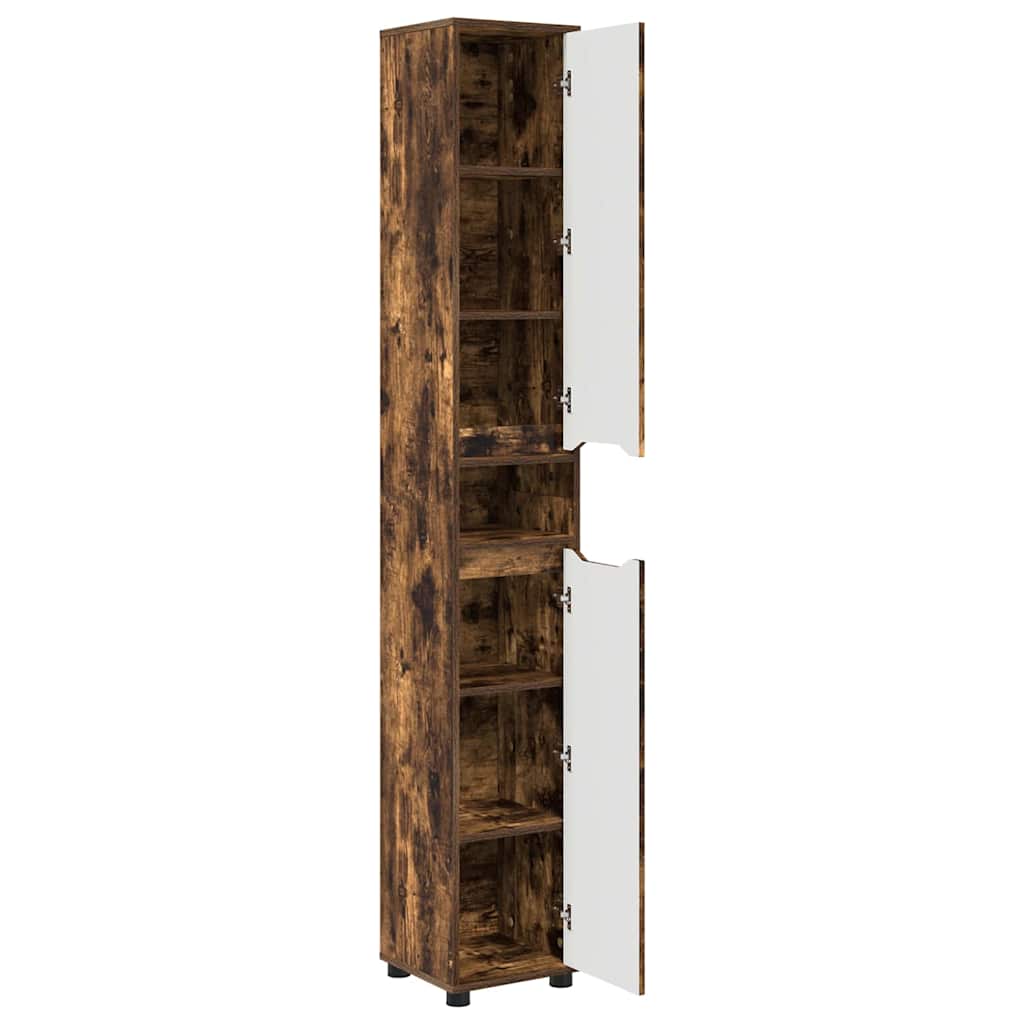 Badkamer Kast Gerookt eiken 30,5 x 30 x 195 cm Bewerkt hout is nu te koop bij PeponiXL, paradijselijk wonen!