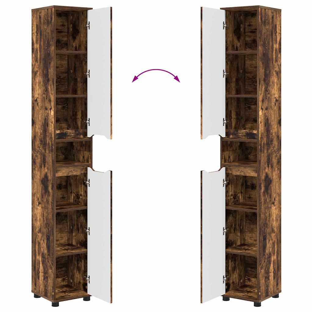 Badkamer Kast Gerookt eiken 30,5 x 30 x 195 cm Bewerkt hout is nu te koop bij PeponiXL, paradijselijk wonen!