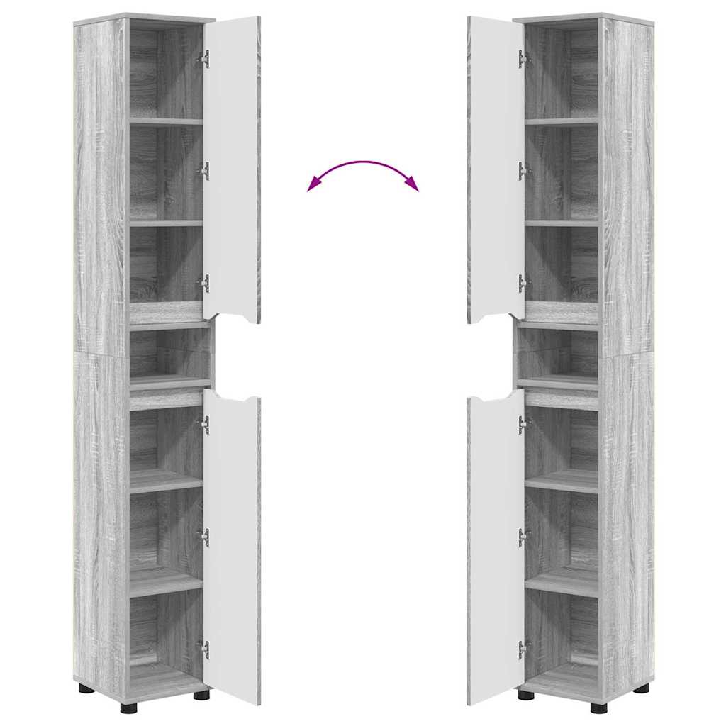 Badkamer Kast Grijs Sonoma 30,5 x 30 x 195 cm Bewerkt hout is nu te koop bij PeponiXL, paradijselijk wonen!