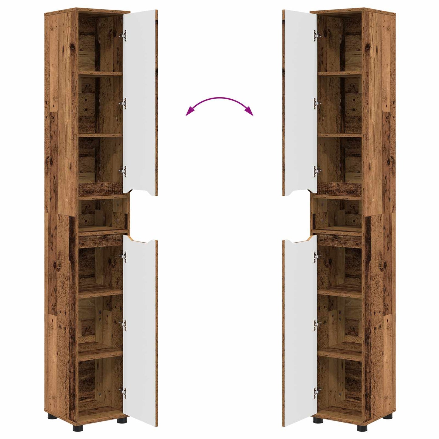 Badkamer Kast Oud Hout 30,5 x 30 x 195 cm Bewerkt hout is nu te koop bij PeponiXL, paradijselijk wonen!