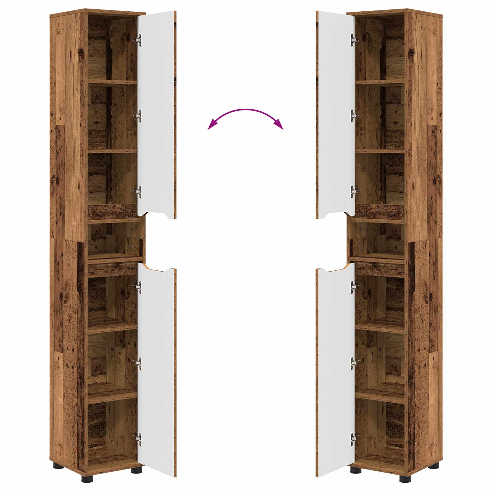 Badkamer Kast Oud Hout 30,5 x 30 x 195 cm Bewerkt hout is nu te koop bij PeponiXL, paradijselijk wonen!