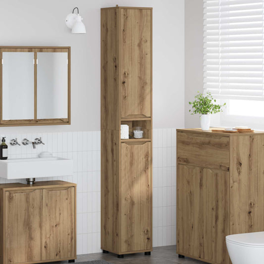 Badkamer Kast Artisan Eiken 30,5 x 30 x 195 cm Bewerkt hout is nu te koop bij PeponiXL, paradijselijk wonen!