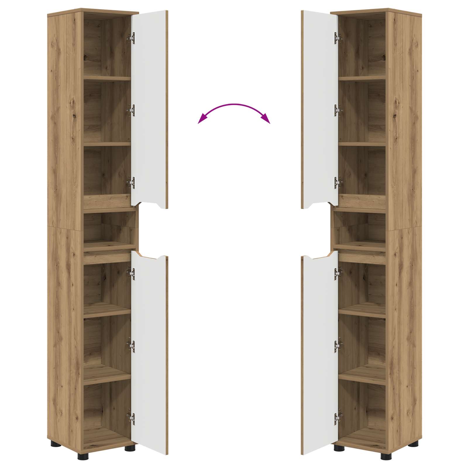 Badkamer Kast Artisan Eiken 30,5 x 30 x 195 cm Bewerkt hout is nu te koop bij PeponiXL, paradijselijk wonen!