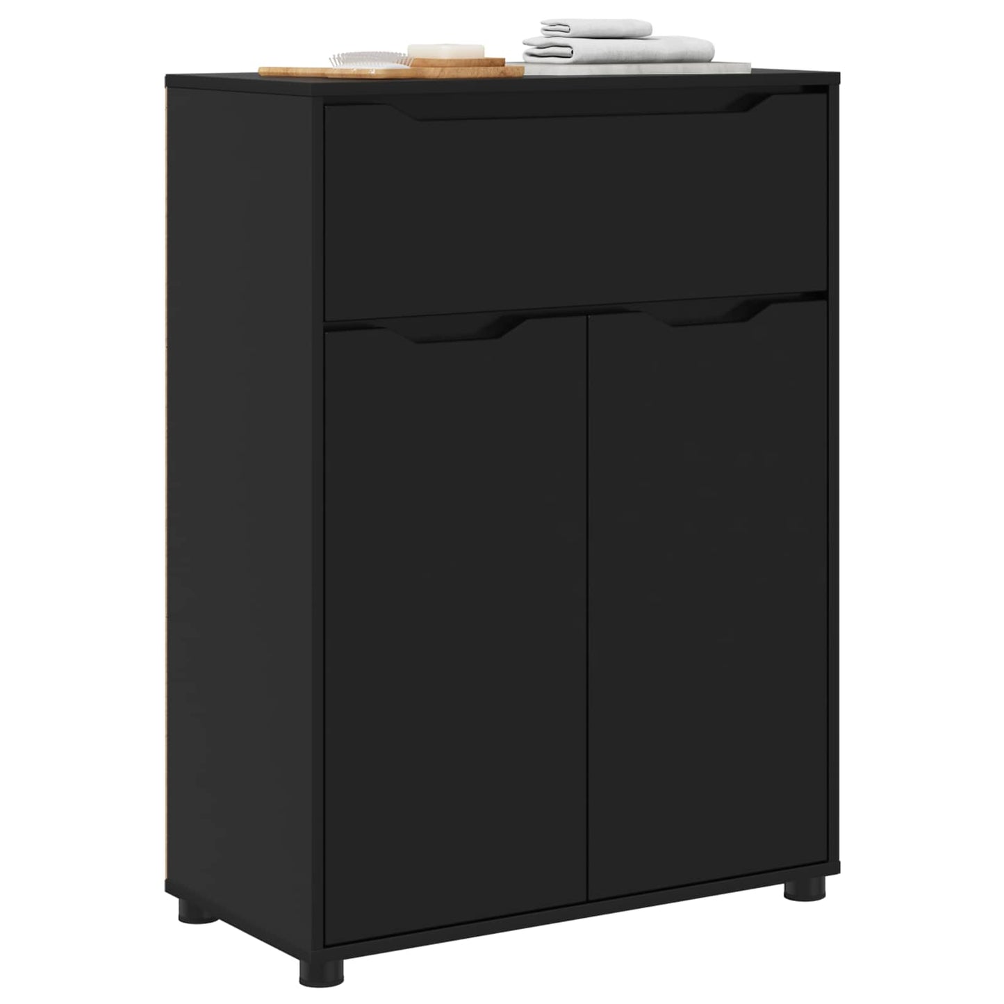 Badkamer Kast met lade Zwart 72,5 x 36,5 x 100 cm Bewerkt hout is nu te koop bij PeponiXL, paradijselijk wonen!