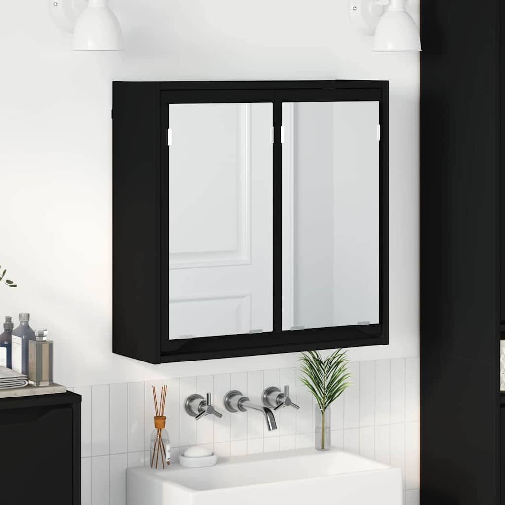 Badkamer spiegelkast Zwart 60 x 20 x 60 cm Bewerkt hout is nu te koop bij PeponiXL, paradijselijk wonen!