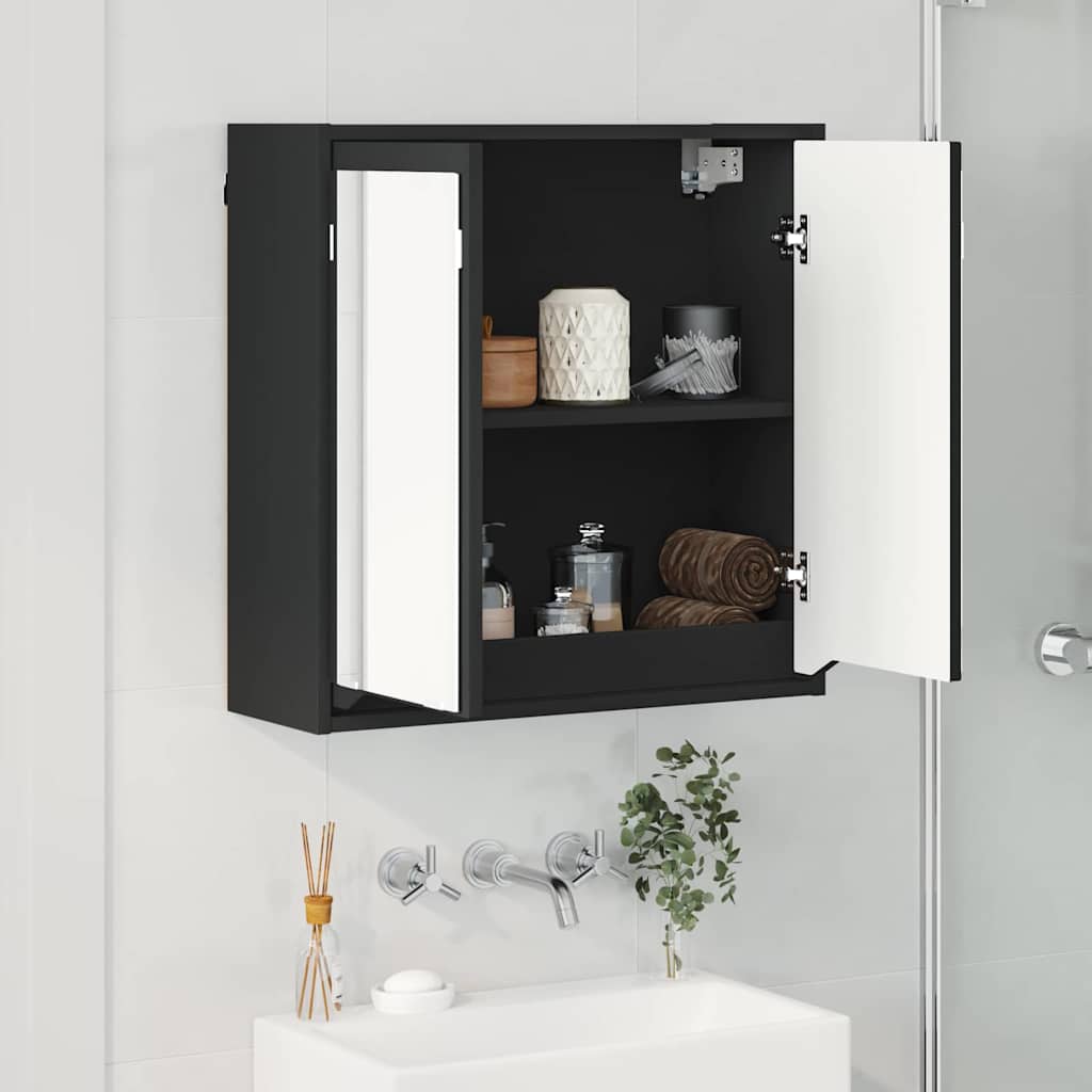 Badkamer spiegelkast Zwart 60 x 20 x 60 cm Bewerkt hout is nu te koop bij PeponiXL, paradijselijk wonen!
