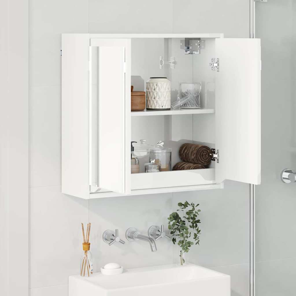 Badkamer spiegelkast Hoogglans wit 60 x 20 x 60 cm Bewerkt hout is nu te koop bij PeponiXL, paradijselijk wonen!