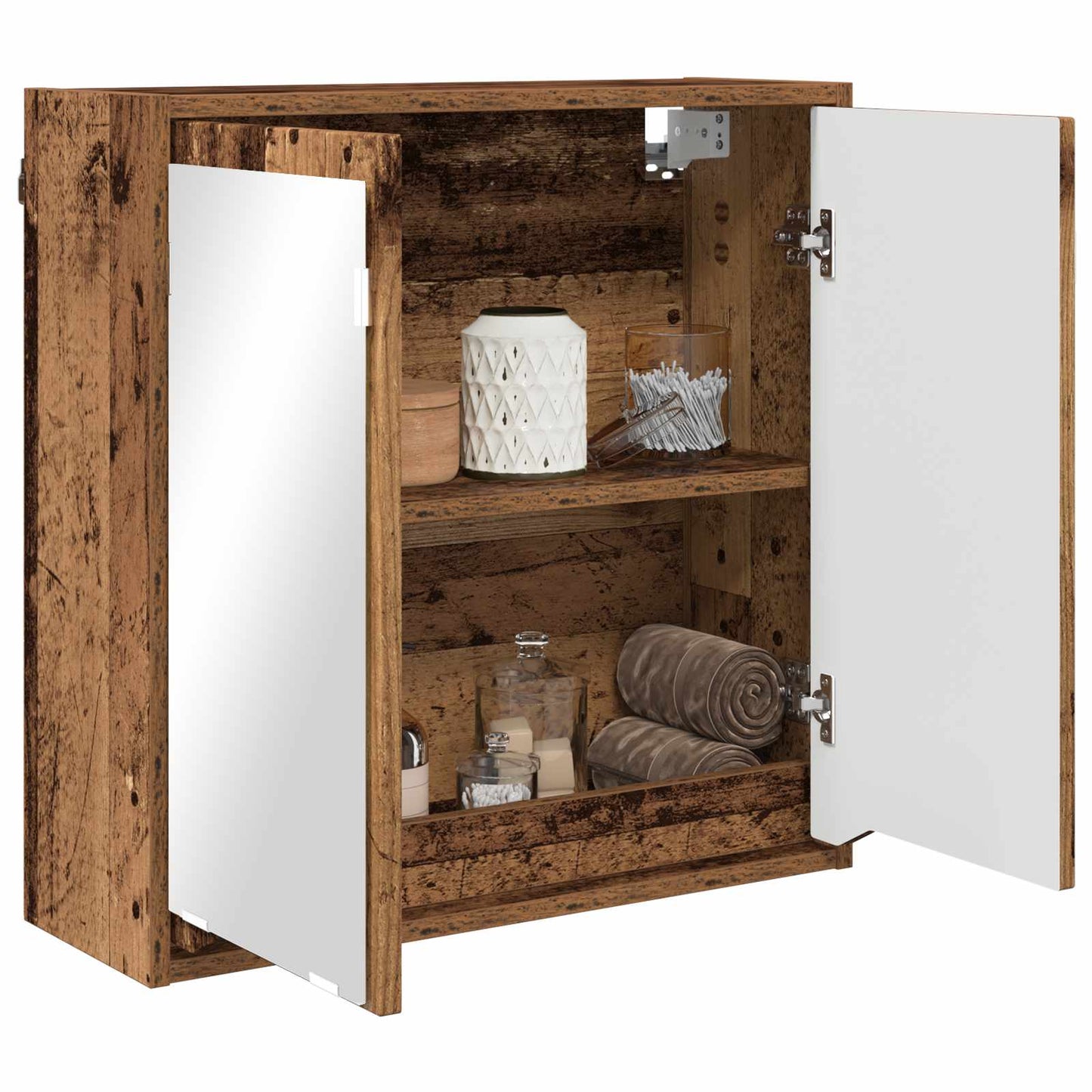 Badkamer spiegelkast Oud Hout 60 x 20 x 60 cm Bewerkt hout is nu te koop bij PeponiXL, paradijselijk wonen!