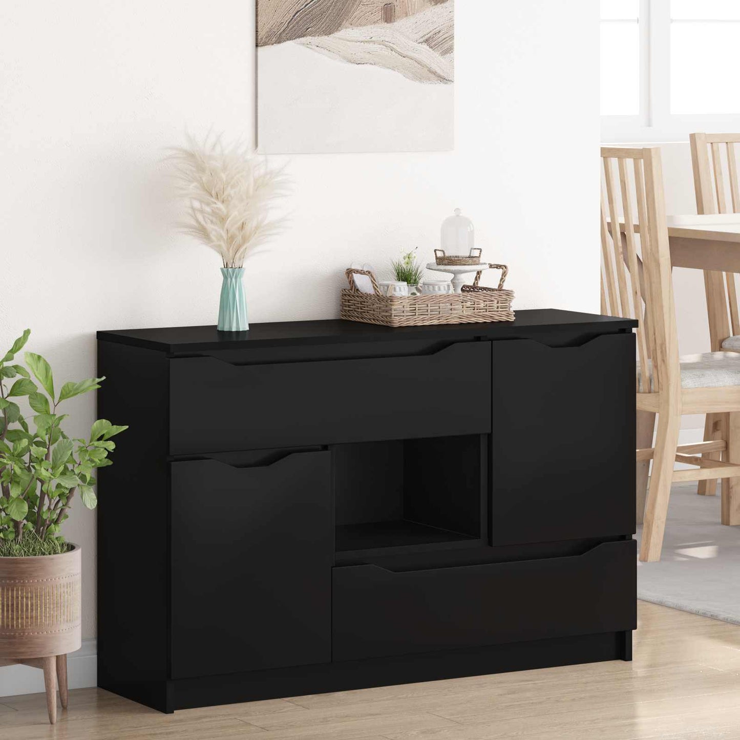Dressoir met lade Zwart 100 x 30 x 65,6 Bewerkt hout is nu te koop bij PeponiXL, paradijselijk wonen!