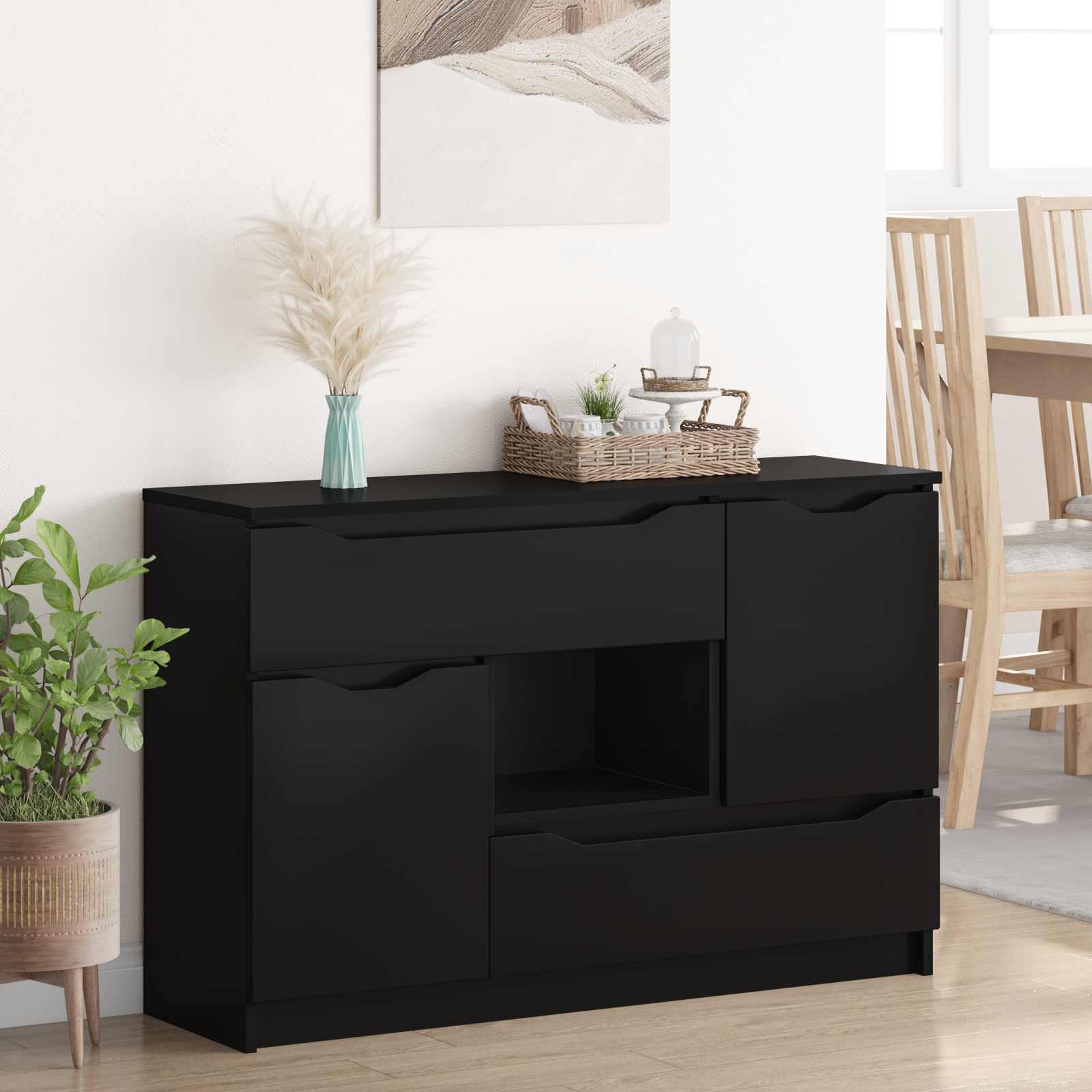 Dressoir met lade Zwart 100 x 30 x 65,6 Bewerkt hout is nu te koop bij PeponiXL, paradijselijk wonen!