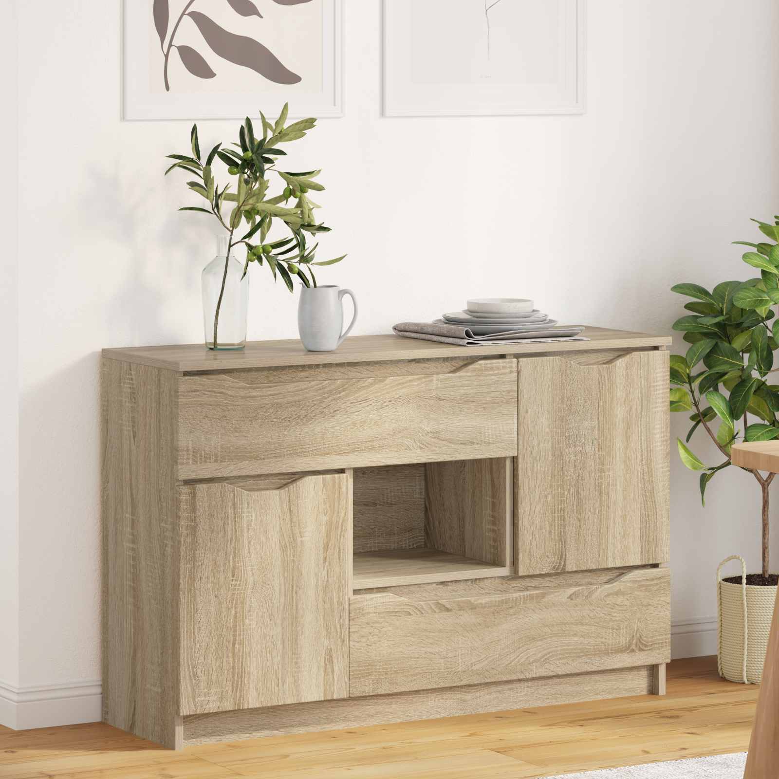 Dressoir met lade Sonoma Eiken 100 x 30 x 65,6 Bewerkt hout is nu te koop bij PeponiXL, paradijselijk wonen!