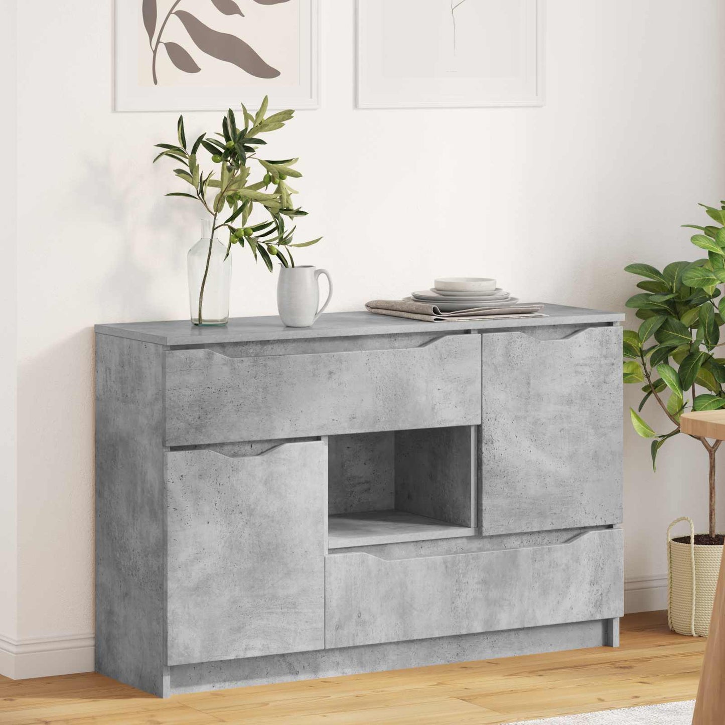 Dressoir met lade Beton Grijs 100 x 30 x 65,6 Bewerkt hout is nu te koop bij PeponiXL, paradijselijk wonen!