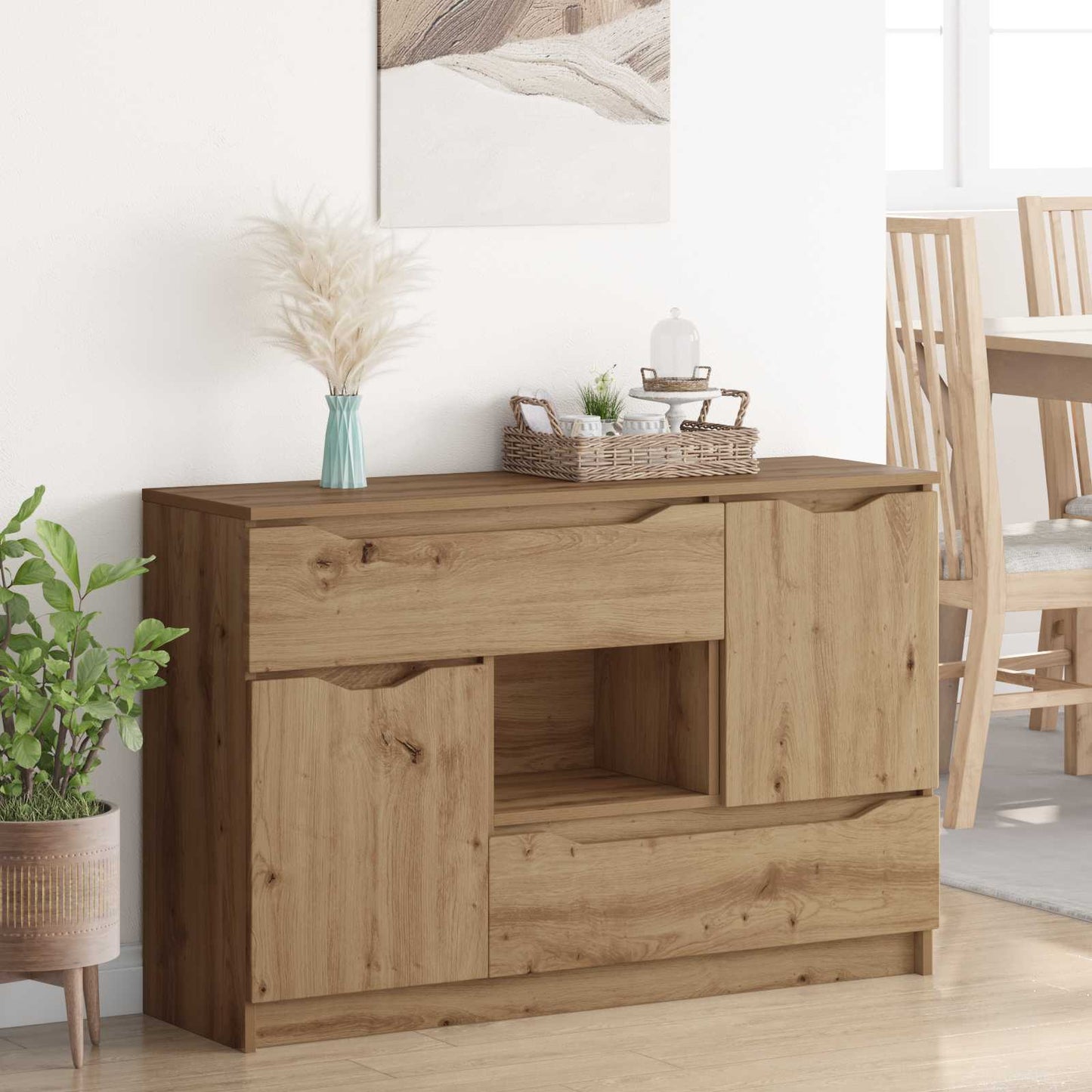 Dressoir Artisan Eiken 100 x 30 x 65,6 Bewerkt hout is nu te koop bij PeponiXL, paradijselijk wonen!