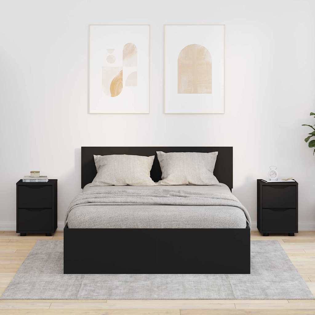 Nachtkastjes 2 pcs Zwart 30,5 x 30 x 43 cm Bewerkt hout is nu te koop bij PeponiXL, paradijselijk wonen!