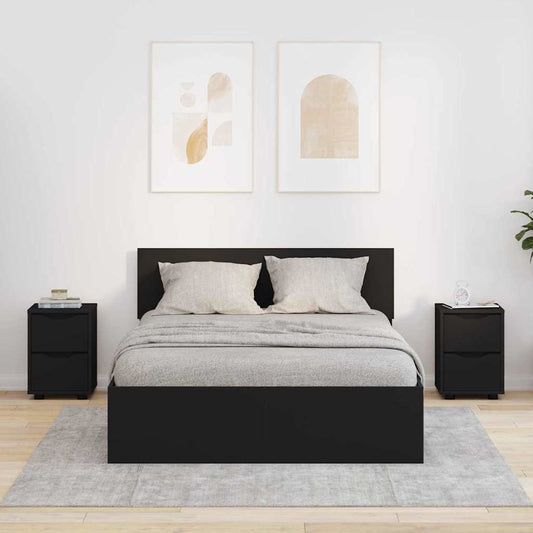 Nachtkastjes 2 pcs Zwart 30,5 x 30 x 43 cm Bewerkt hout is nu te koop bij PeponiXL, paradijselijk wonen!