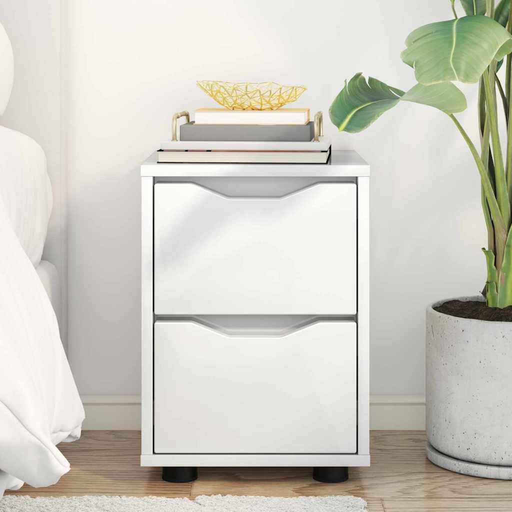 Nachtkastje Hoogglans wit 30,5 x 30 x 43 cm Bewerkt hout is nu te koop bij PeponiXL, paradijselijk wonen!