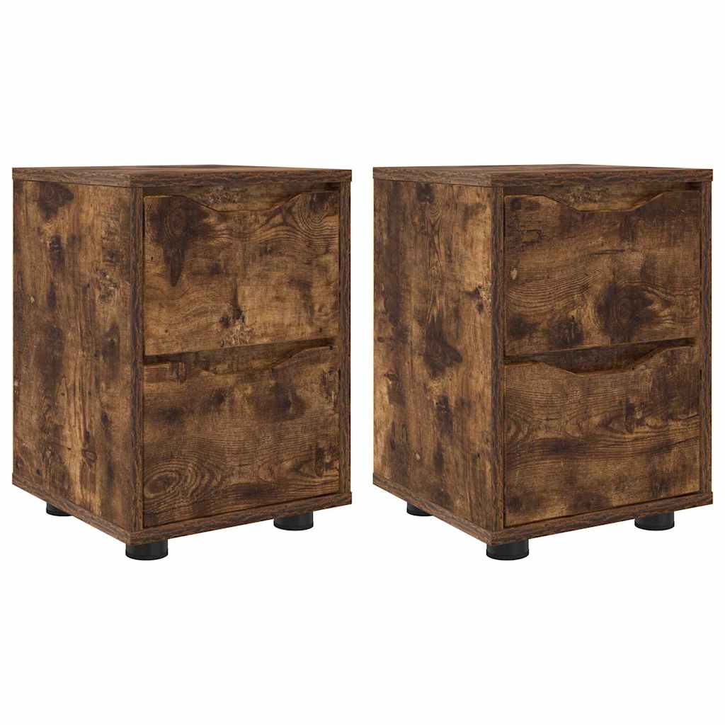 Nachtkastjes 2 pcs Gerookt eiken 30,5 x 30 x 43 cm Bewerkt hout is nu te koop bij PeponiXL, paradijselijk wonen!