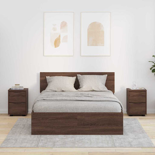 Nachtkastjes 2 pcs Bruin Eiken 30,5 x 30 x 43 cm Bewerkt hout is nu te koop bij PeponiXL, paradijselijk wonen!