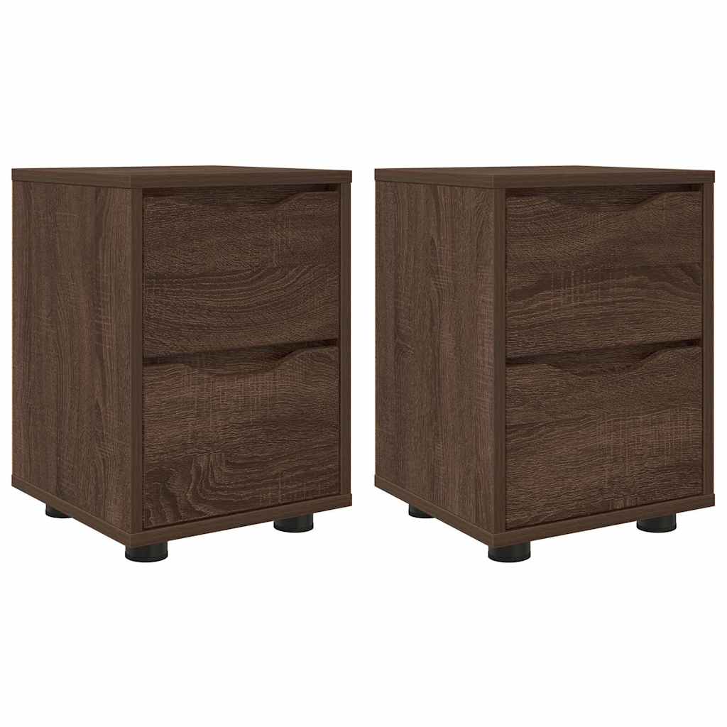 Nachtkastjes 2 pcs Bruin Eiken 30,5 x 30 x 43 cm Bewerkt hout is nu te koop bij PeponiXL, paradijselijk wonen!