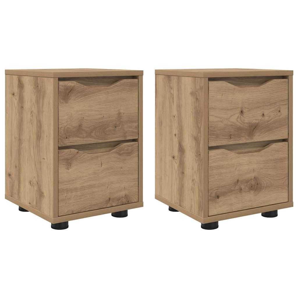 Nachtkastjes 2 pcs Artisan Eiken 30,5 x 30 x 43 cm Bewerkt hout is nu te koop bij PeponiXL, paradijselijk wonen!