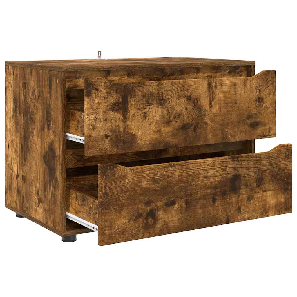 Opbergkast Gerookt eiken 80 x 48 x 57 cm Bewerkt hout is nu te koop bij PeponiXL, paradijselijk wonen!